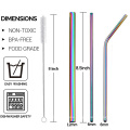 Metal Straws Reusable 304 Stainless Steel Straight Bent Drinking Case Cleaning Brush Set Party Steel Straw